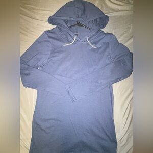 Blue Hooded Long Sleeve Dress